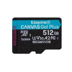 Kingston Technology 512GB microSDXC Canvas Go Plus Gen4 200R A2 U3 Single Pack w/o ADP