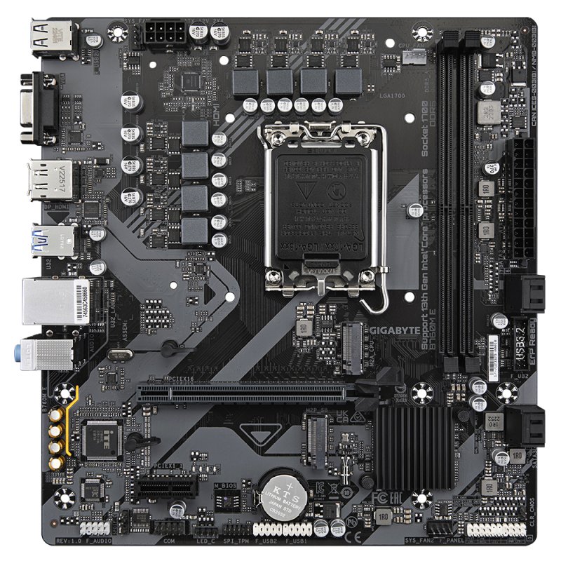 GIGABYTE B760M E Carte mère - Compatible avec les processeurs Intel Core 14ᵉ génération, VRM 6 1 1 phases,