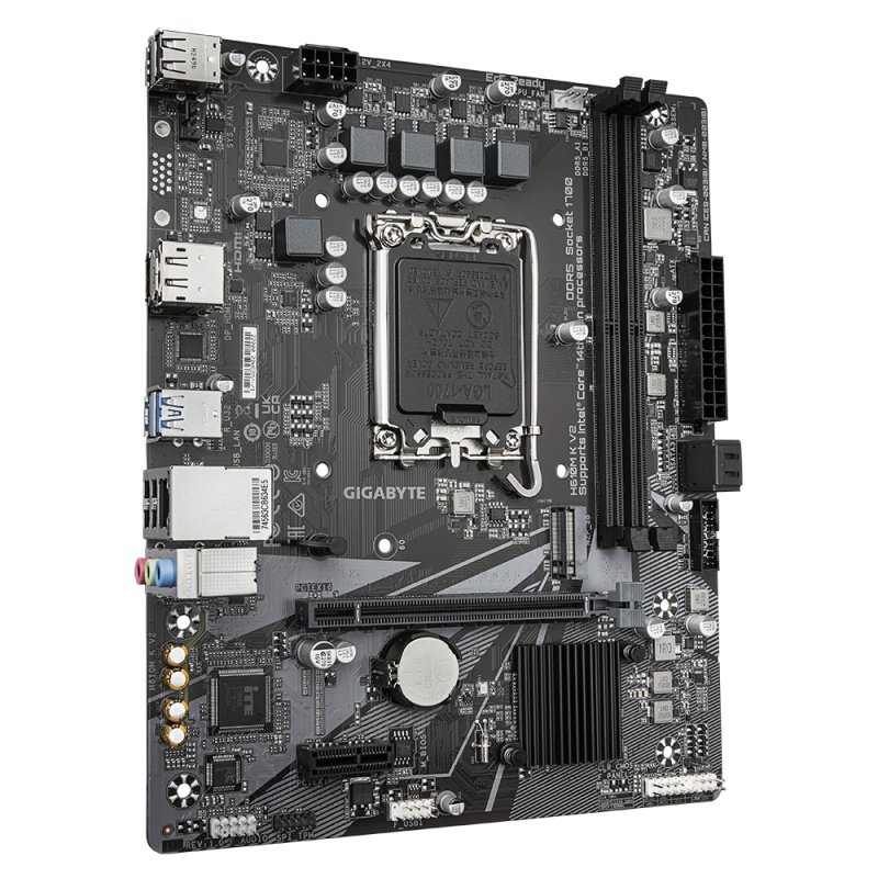 GIGABYTE H610M K V2 Motherboard - Intel Core 14th CPUs, up to 5600MHz DDR5, 1xPCIe 3.0 M.2, 1GbE LAN, USB 3.2 Gen 1
