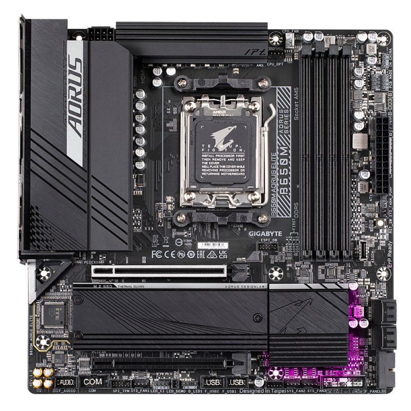 GIGABYTE B650M AORUS ELITE Motherboard - AMD Ryzen 9000 CPUs, 12 2 2 Phases VRM, up to 8000MHz DDR5, 1xPCIe 5.0 