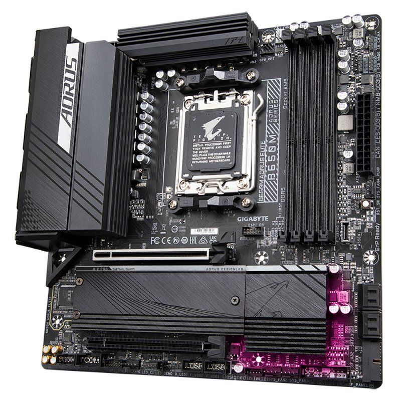 GIGABYTE B650M AORUS ELITE Carte mère - Compatible avec les processeurs AMD Ryzen 9000, VRM 12 2 2 phases, jusqu'à