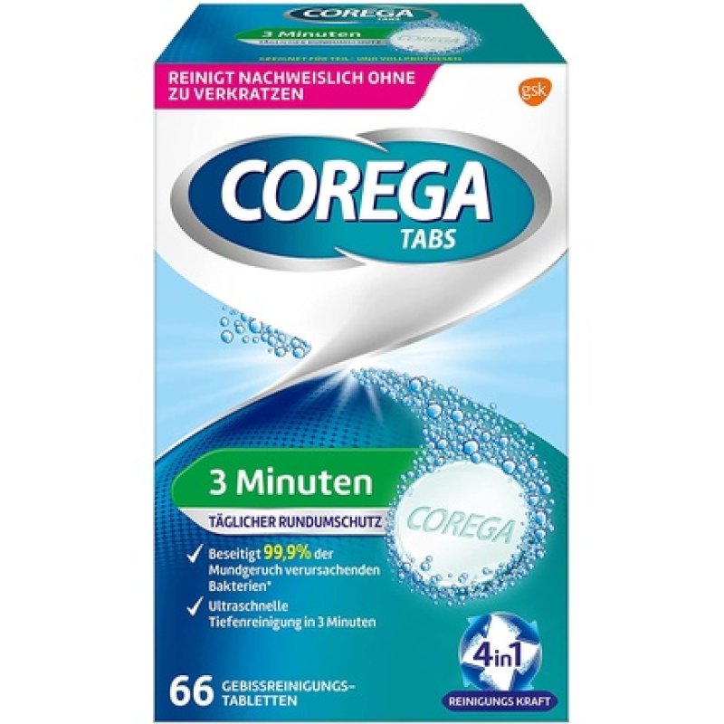 Corega 3 Minute Denture Cleansing Tablets 66 Tablets