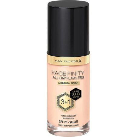 Max Factor Facefinity 3-in-1 All Day Flawless Liquid Foundation SPF 20 10 Fair Porcelain 30ml