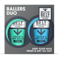 Below The Belt Men's Groin Deodorant Anti-Chafing Cream Ballers Duo Gift Set