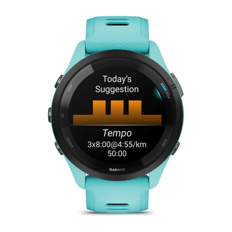 Garmin Forerunner 265 3.3 cm (1.3") AMOLED 46 mm Digital 416 x 416 pixels Touchscreen Black, Blue Wi-Fi GPS (satellite)