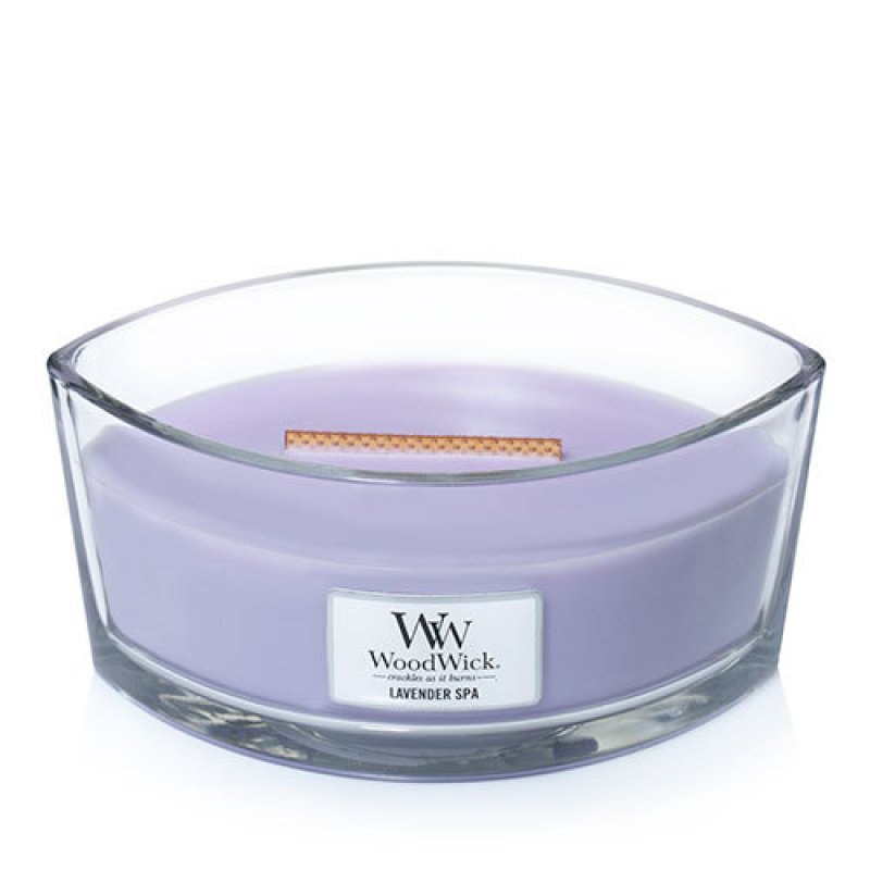 Woodwick Ellipse Scented Candle with Crackling Wick Lavender Spa Glass Purple 76492