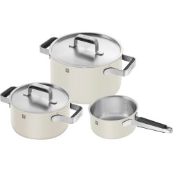Zwilling - Pure Pots and pans set - Elfenben-Hvid - 3-pcs, 18/10 stainless steel