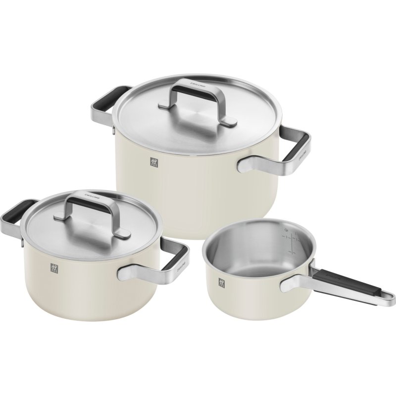 Zwilling - Pure Pots and pans set - Elfenben-Hvid - 3-pcs, 18/10 stainless steel