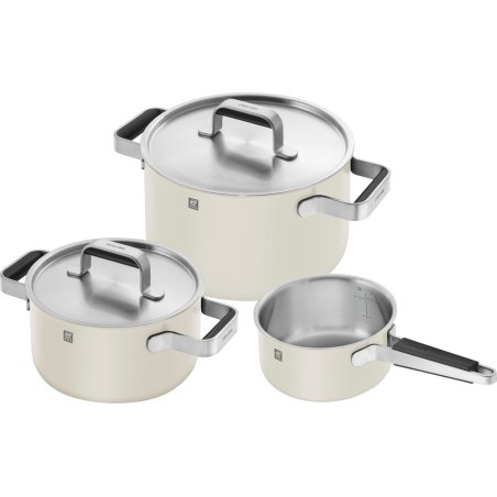 Zwilling - Pure Pots and pans set - Elfenben-Hvid - 3-pcs, 18/10 stainless steel