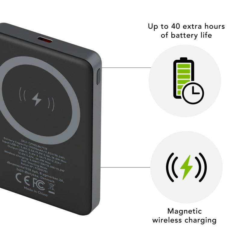 dbramante1928 re-charge 10000 mAh Recharge sans fil Gris