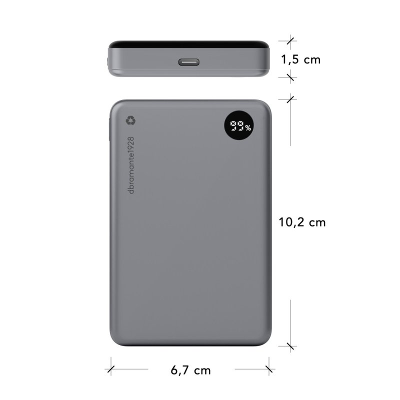 dbramante1928 - Re-charge - Power Bank 10K MagSafe LED - Grey