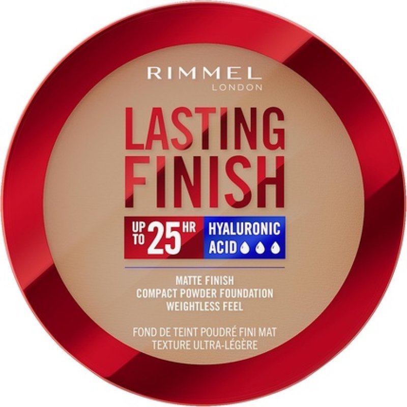 Rimmel Lasting Finish 25 HR Compact Foundation 008 Soft Beige Matte Buildable Coverage Powder-to-Cream Anti-Pollution