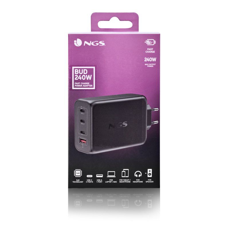 NGS BUD 240W Universal Black AC Fast charging Indoor