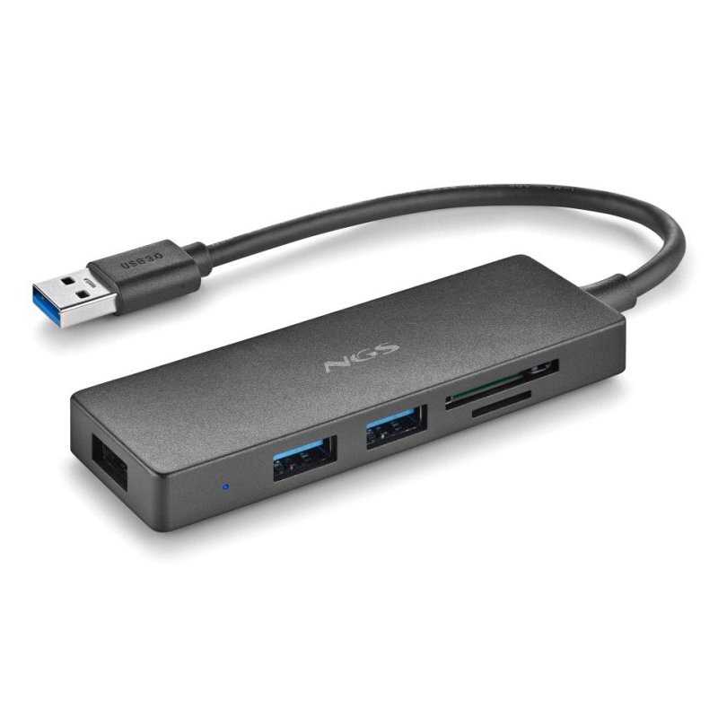 Hub USB-C 3.0 NGS iHub Reader - 3 ports USB-A lecteur de cartes (Gris)