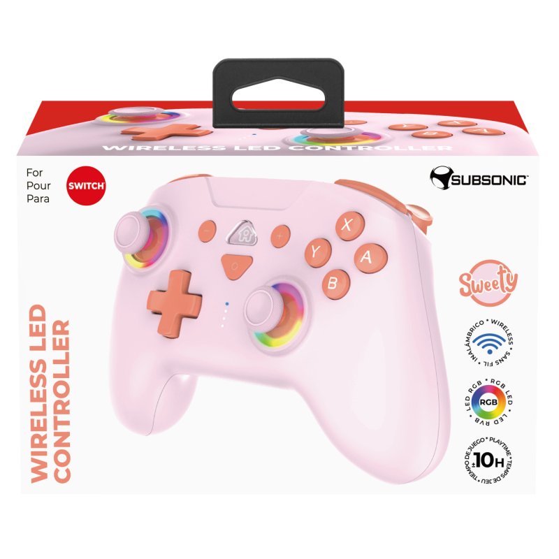 Subsonic - Manette Switch / Switch Oled sans fil – Manette pour Switch avec LED, vibrations et gyroscope – Rose