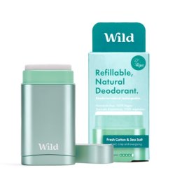 Wild Natural Refillable Deodorant Vegan Eco-Friendly Aluminum Free Long Lasting Protection 100% Natural Ingredients