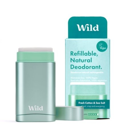 Wild Natural Refillable Deodorant Vegan Eco-Friendly Aluminum Free Long Lasting Protection 100% Natural Ingredients