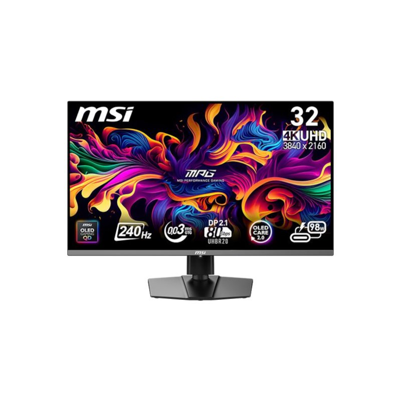 MPG 322URXDE QD-OLED (80 cm (31.5 Zoll), schwarz, UltraHD/4K, QD-OLED, G-Sync-komp., USB-C, DisplayPort 2.1a (UHBR20),