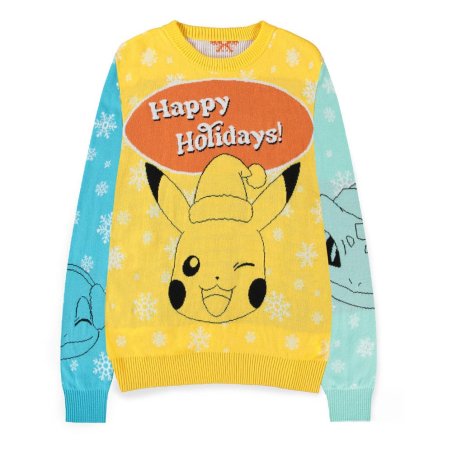 Pokémon Sweater Pikachu, Bulbasaur, Squirtle & Charmender (Christmas Jumper) (L)