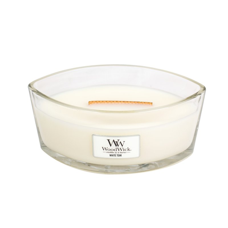 Elliptical Woodwick Scented Candle With Crackling Wick, White Teak, Up To 50