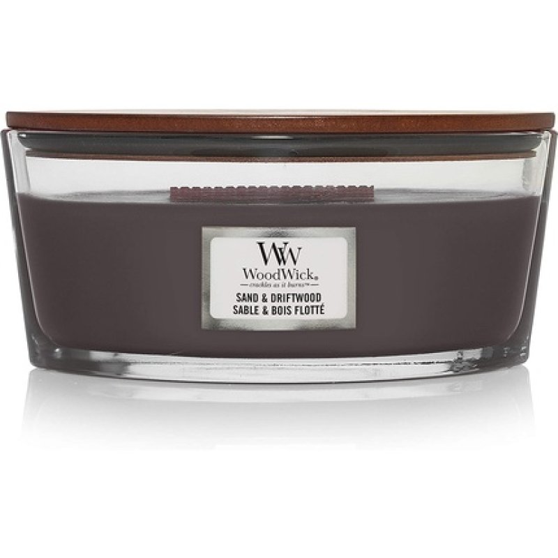 Woodwick Elliptical Scented Candle With Crackling Wick, Sand & Driftwood, Bis