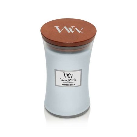 WoodWick Magnolia Birch bougie en cire Cylindre Bois de bouleau, Magnolia Bleu clair 1 pièce(s)