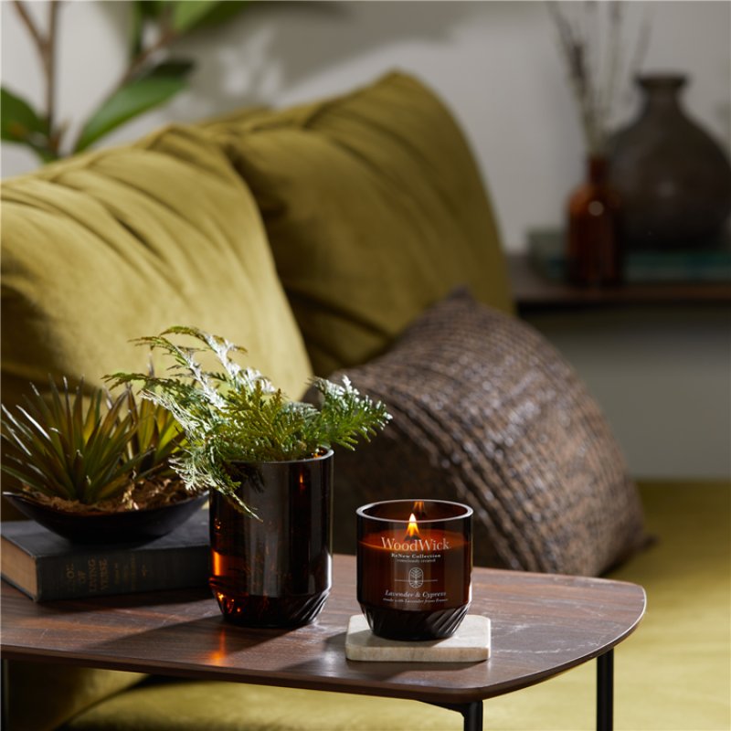 WoodWick Lavender & Cypress bougie en cire Cylindre Cypress, Lavande Marron 1 pièce(s)