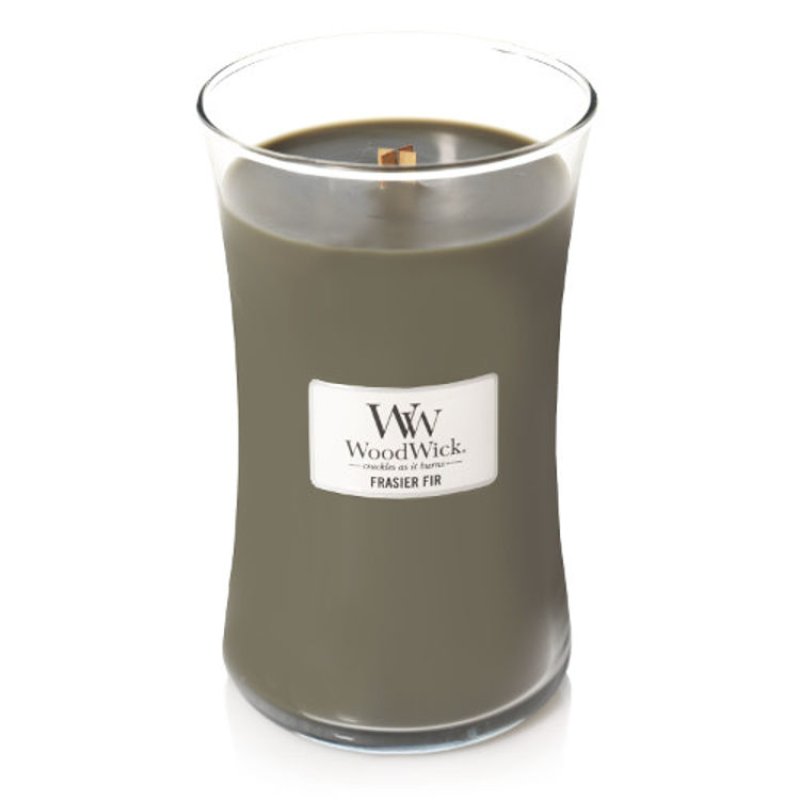 WoodWick Frasier Fir wax candle Round Amber, Cedarwood, Musk, Oakmoss Olive 1 pc(s)