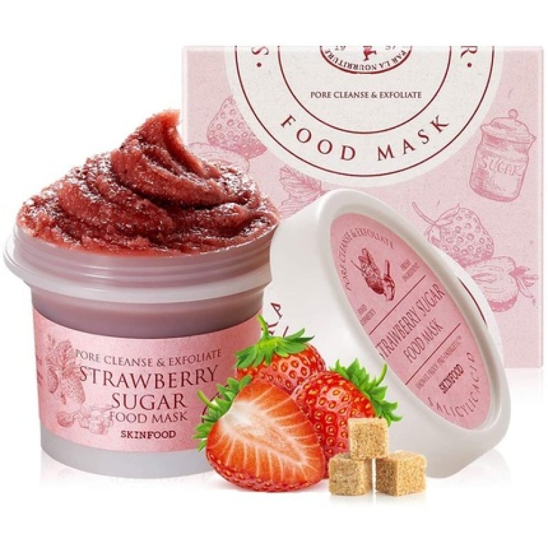 Skinfood Mask Strawberry Sugar Wash Off Face Masks, Facial Pore Cleanser 120g