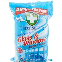 Green Shield Glass & Window Wipes 70 Pack