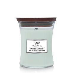 WoodWick Sagewood & Seagrass Medium Jar bougie en cire Rond Turquoise 1 pièce(s)