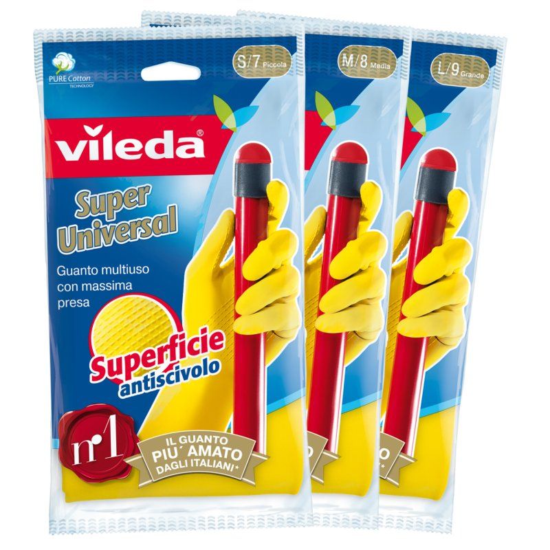 Vileda Super Universal Gants de ménage Beige, Jaune Coton, Latex 1 pièce(s)