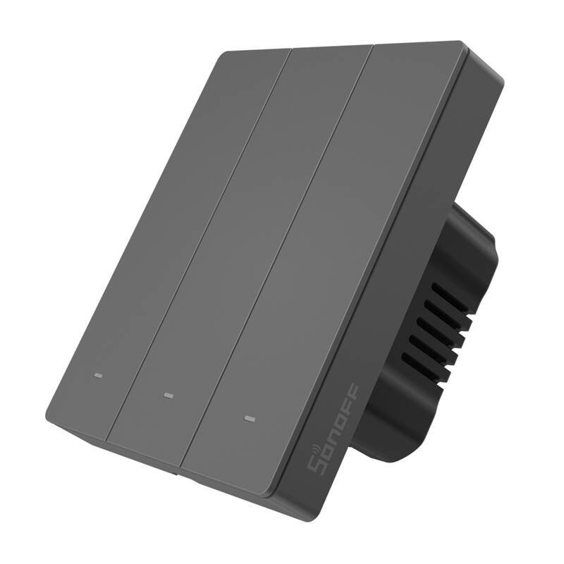 Smart WiFi wall switch SONOFF M5-3C-80 (3-channel, for frame, graphite)