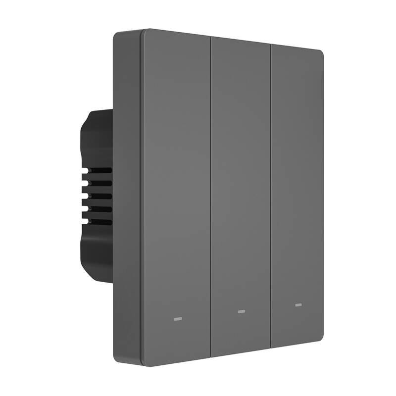 Smart WiFi wall switch SONOFF M5-3C-80 (3-channel, for frame, graphite)