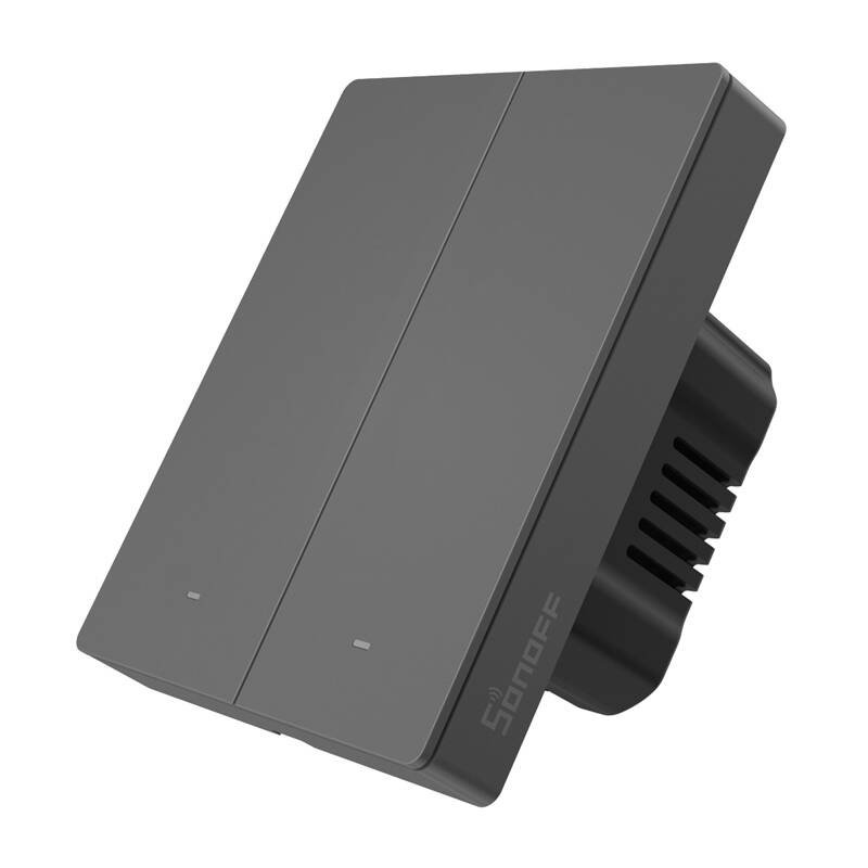 Smart WiFi wall switch SONOFF M5-2C-80 (2-channel, for frame, graphite)