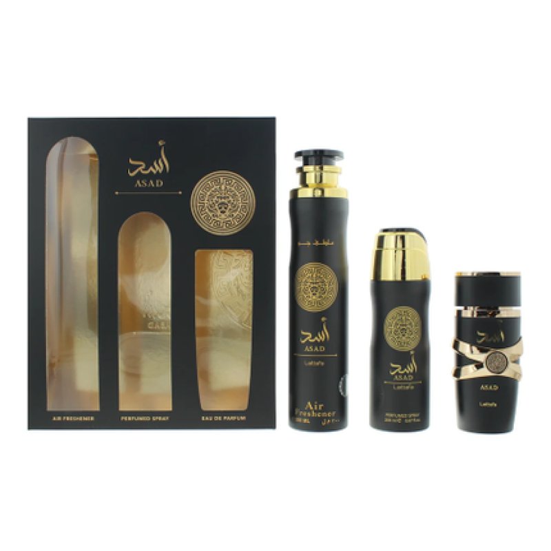 Lattafa Asad Eau de Parfum 100ml, Air Freshener 300 ml Perfumed Spray 200ml