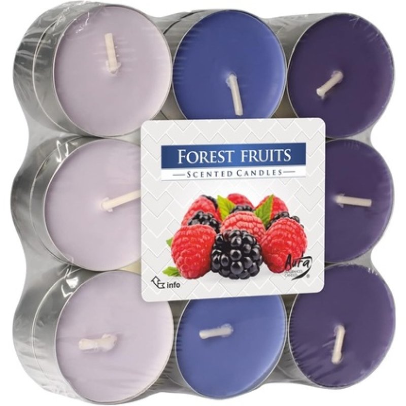 Scented Forest Fruits Tea Lights 18 Pack - Light to Dark Color Gradation