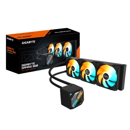 GIGABYTE GAMING 360 Liquid CPU Cooler- 3x120mm ARGB Fans, slide-in interlocking mechanism, DAISY-CHAIN, Intel LGA 1851