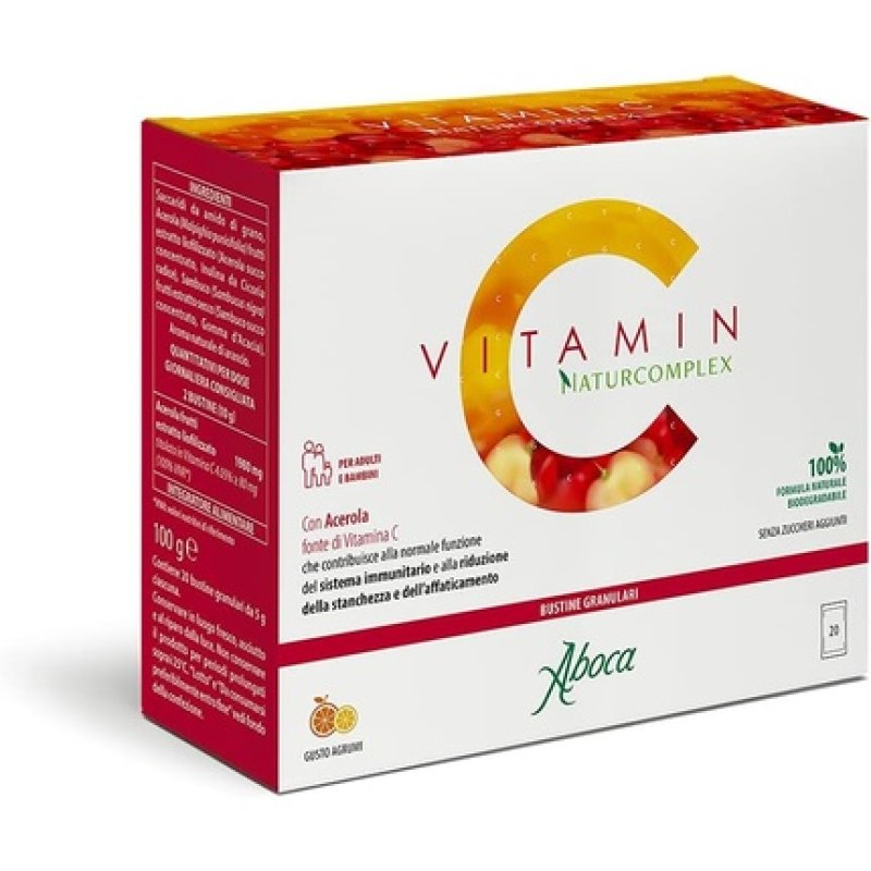 Aboca Vitamin C Naturcomplex - Acerola Source of Vitamin C for Immune System Support and Fatigue Reduction
