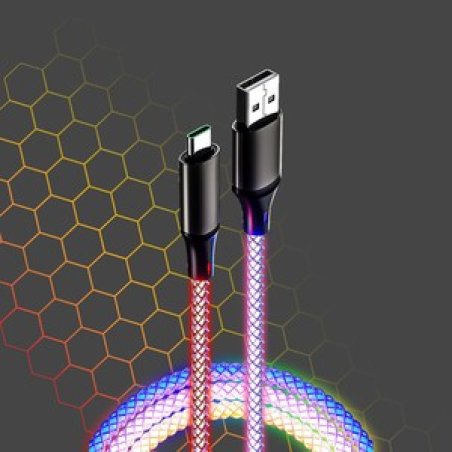 CABLE LUMINEUX RGB USB-A USB-C 1M
