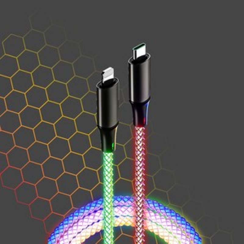 CABLE LUMINEUX RGB USB-C LIGHTNING 1M