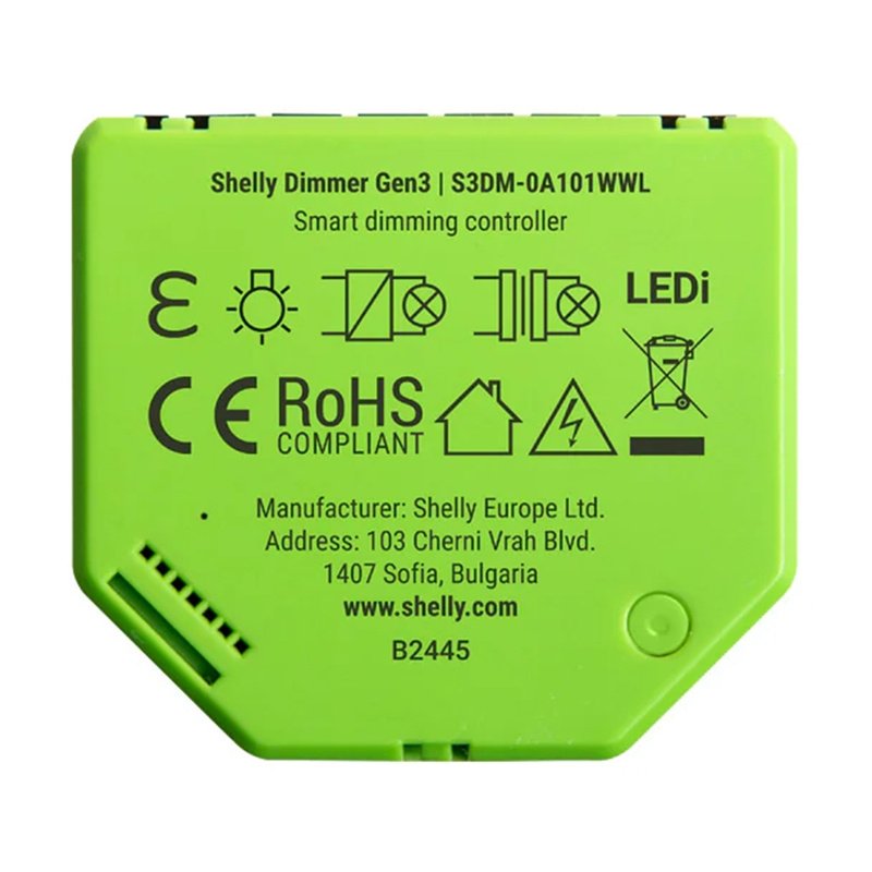 Shelly Relais "Dimmer Gen3" LED Lichtcontroller Messfunktion Unterputz