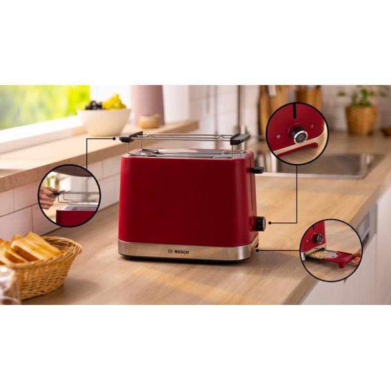 Bosch TAT4M224 toaster 2 slice(s) 950 W Red