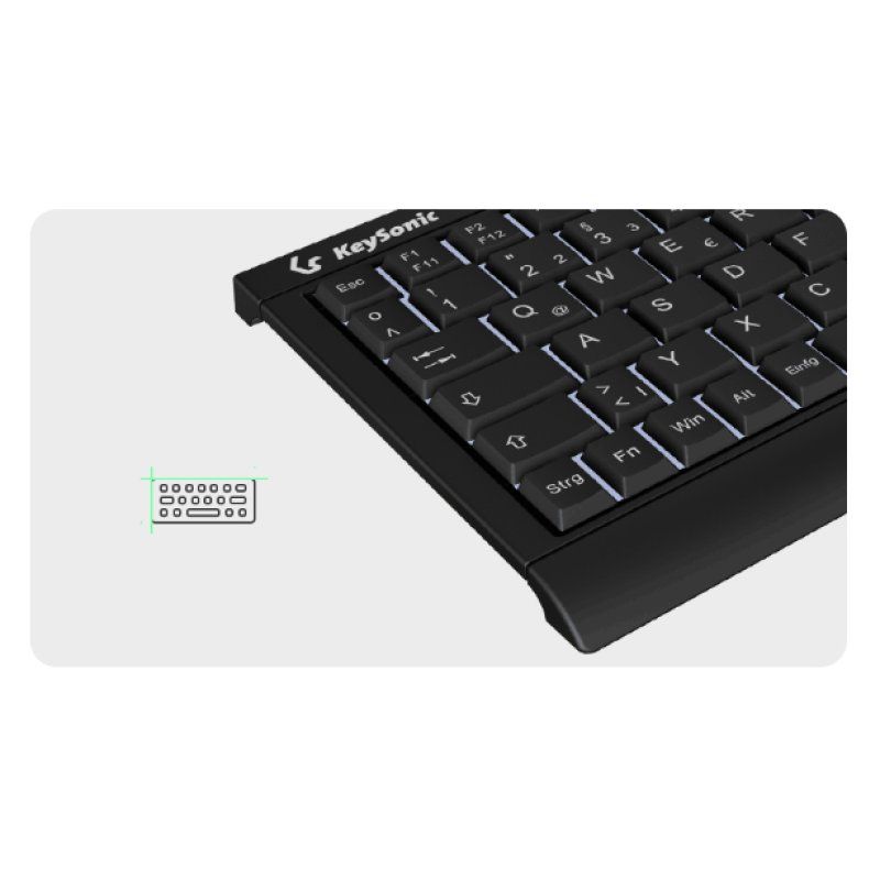 KeySonic KSK-3011ELC (DE) clavier Maison USB QWERTZ Allemand Noir