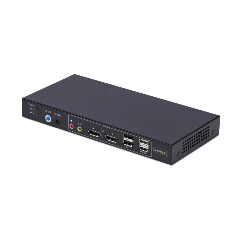 StarTech.com 2-Port Dual-Monitor DisplayPort KVM Switch with Dual View Video Matrix, 4K 60Hz, 4x USB Hub Ports, Hotkey
