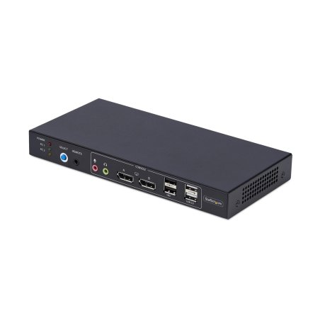 StarTech.com 2-Port Dual-Monitor DisplayPort KVM Switch with Dual View Video Matrix, 4K 60Hz, 4x USB Hub Ports, Hotkey
