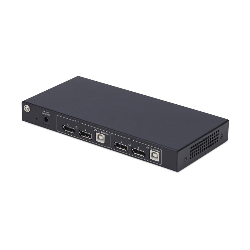 StarTech.com 2-Port Dual-Monitor DisplayPort KVM Switch with Dual View Video Matrix, 4K 60Hz, 4x USB Hub Ports, Hotkey