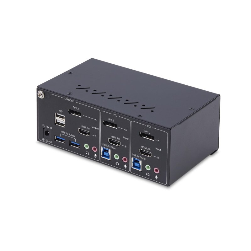 StarTech.com Commutateur KVM 2 Ports DisplayPort et HDMI, 4K 60Hz, 1 Moniteur HDMI et 1 Moniteur DP, Switch KVM 2