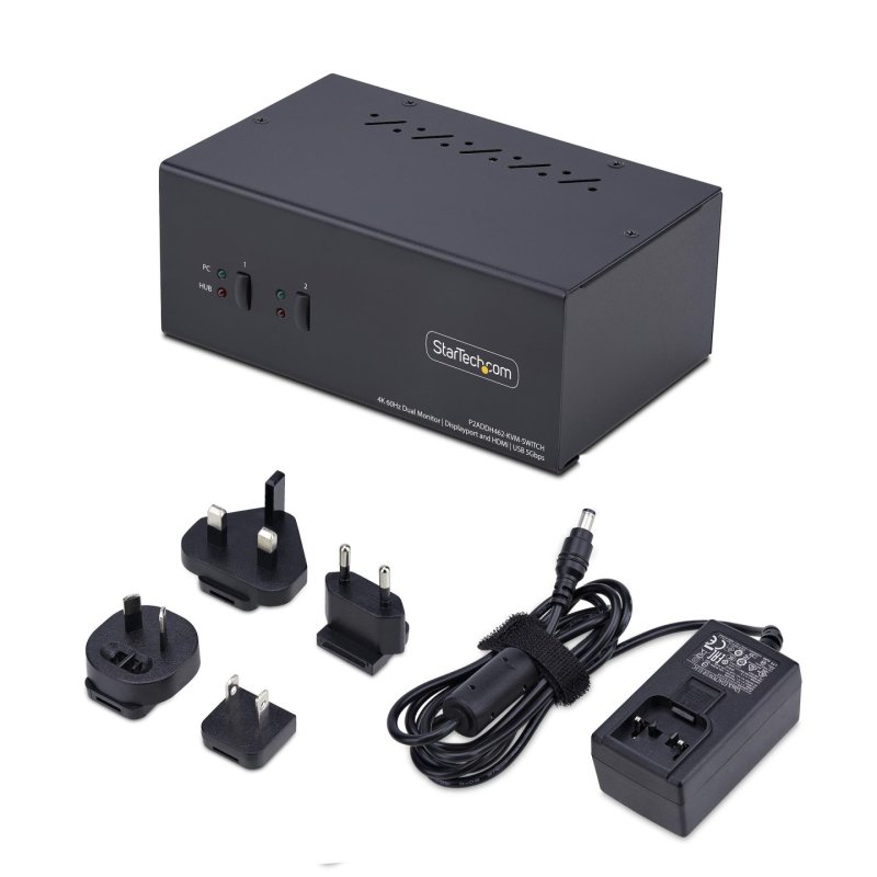 StarTech.com Commutateur KVM 2 Ports DisplayPort et HDMI, 4K 60Hz, 1 Moniteur HDMI et 1 Moniteur DP, Switch KVM 2