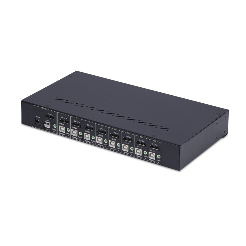 StarTech.com 8-Port DisplayPort KVM Switch with 1U Rack Mount Kit, 4K 60Hz DP 1.2, Push-Button & Hotkey Switching,